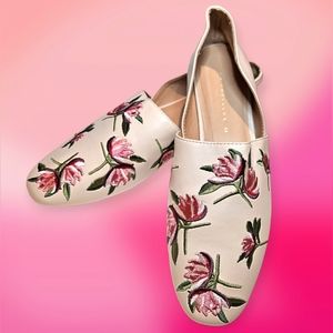 Zara Trafaluc Pink Floral Beige Flat Size 38